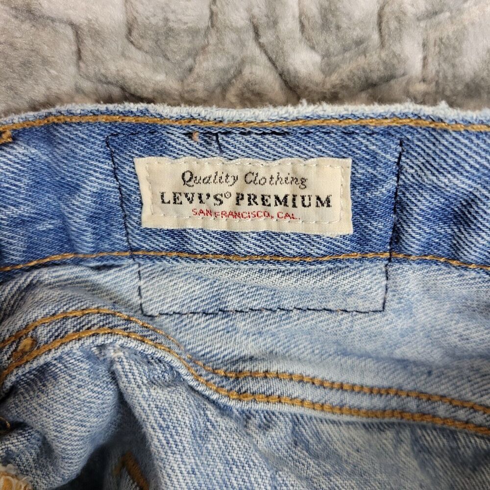 Levi's 501 Shorts Womens 26 Blue Premium Denim Button Fly Cut Off Distressed - Picture 5 of 12